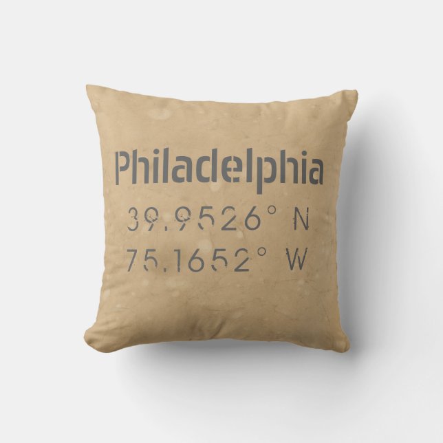 Philadelphia PA Längengrad Latitude Kissen (Vorderseite)
