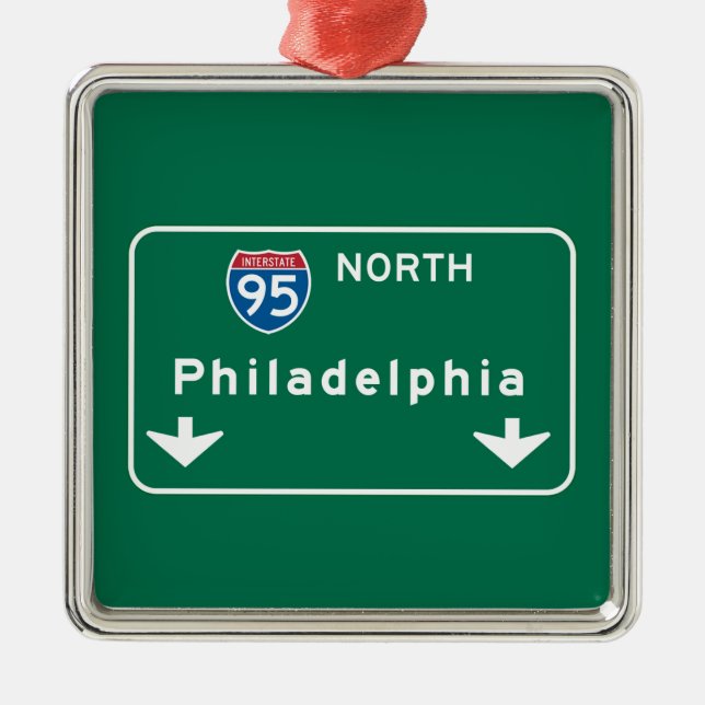 Philadelphia, PA-Verkehrsschild Silbernes Ornament (Vorne)