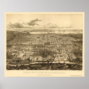 Philadelphia, panoramische Karte PAs - 1857 Poster