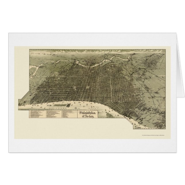Philadelphia, panoramische Karte PAs - 1887 (Vorderseite (Horizontal))
