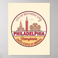 Philadelphia Pennsylvania City Skyline Emblem