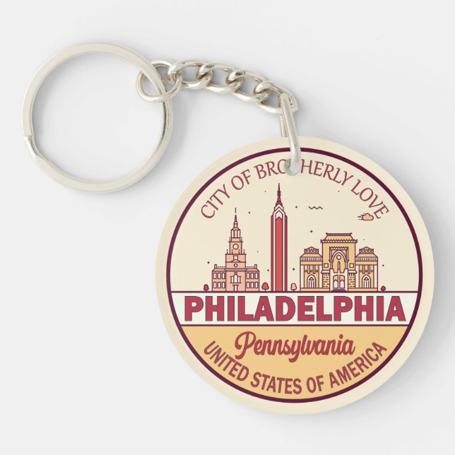 Philadelphia Pennsylvania City Skyline Emblem Schlüsselanhänger (Vorderseite)