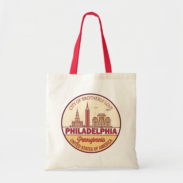 Philadelphia Pennsylvania City Skyline Emblem Tragetasche (Vorne)