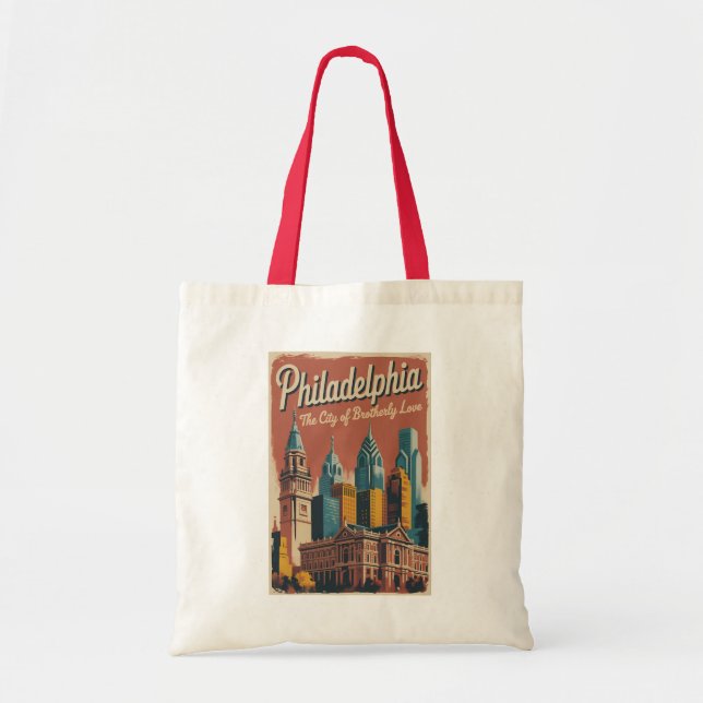Philadelphia Pennsylvania Illustration Travel Art Tragetasche (Vorne)