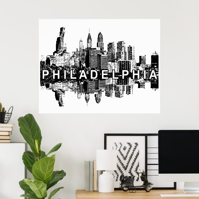 Philadelphia, Pennsylvania in Schwarz-Weiß Poster (Heimbüro)