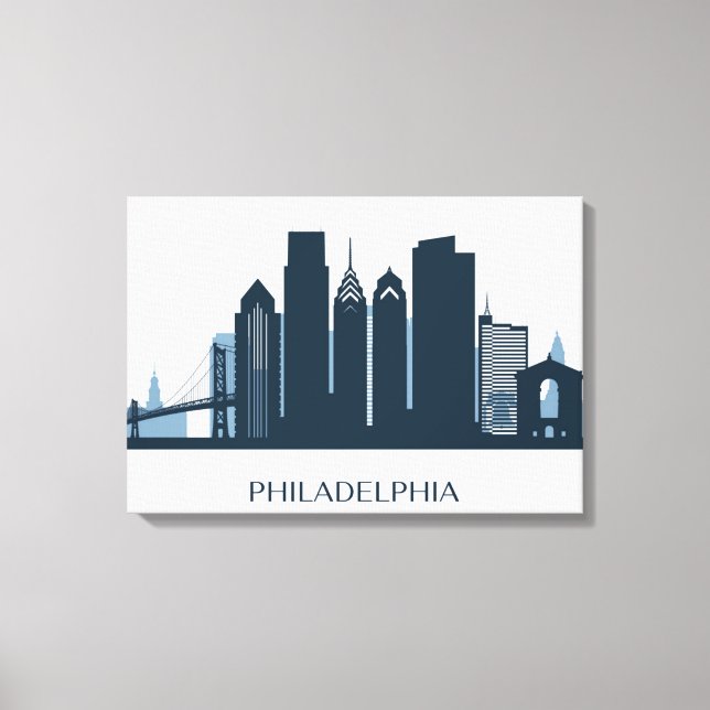 Philadelphia, Pennsylvania | Monochromatische Stad Leinwanddruck (Vorderseite)
