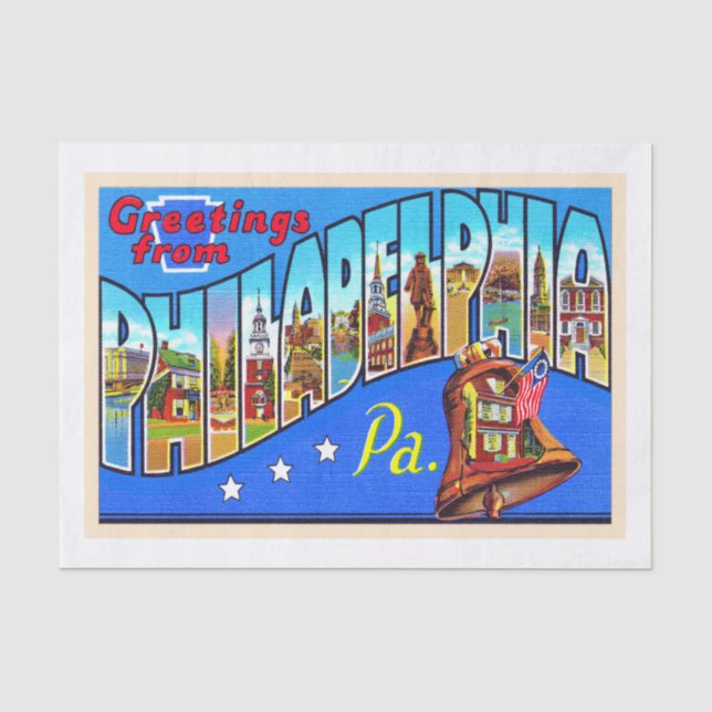 Philadelphia Pennsylvania PA Großer Brief Postkart Seidenpapier (Vorderseite)