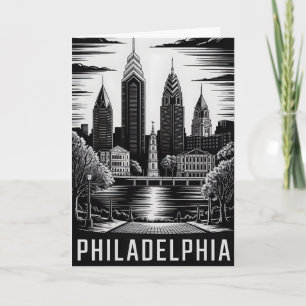 Philadelphia Pennsylvania Schwarz Weiß Holzschnitt Karte