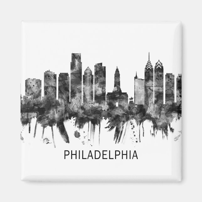 Philadelphia Pennsylvania Skyline BW Magnet (Vorne)