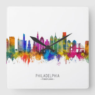 Philadelphia Pennsylvania Skyline Quadratische Wanduhr