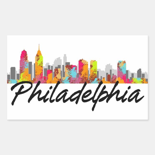 Philadelphia Pennsylvania Skyline Rechteckiger Aufkleber (Vorderseite)