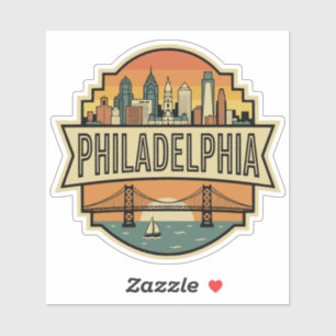 Philadelphia Pennsylvania Skyline Retro-Reise Aufkleber