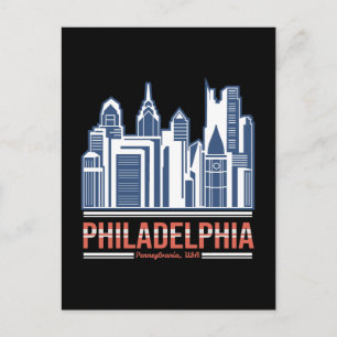 Philadelphia Pennsylvania Skyline Retro Stadtgesta Postkarte