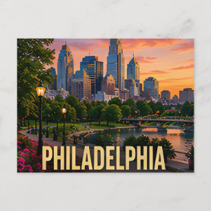 Philadelphia Pennsylvania Skyline Wasserfront Reis Postkarte
