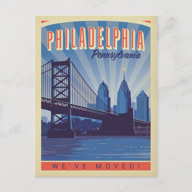 Philadelphia, Pennsylvania | Wir haben uns bewegt Einladungspostkarte (Vorderseite)
