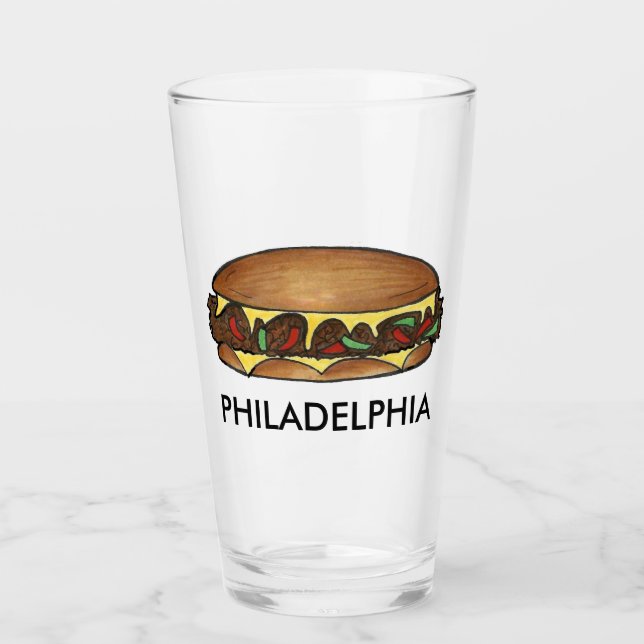 Philadelphia Philly PA Cheesesteak Steak Sandwich Glas (Vorderseite)