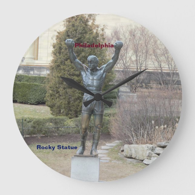 Philadelphia Rocky Statue Große Wanduhr (Vorderseite)