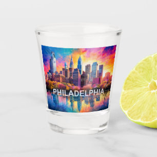 Philadelphia Skyline Abstrakt Art Schnapsglas