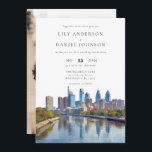 Philadelphia Skyline Destination Photo Wedding Einladung<br><div class="desc">This elegant Philadelphia skyline watercolor wedding invitation can be personalized with your information in chic typography and all your special photo on the reverse. Designed by Thisisnotme©</div>