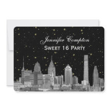 Philadelphia Skyline Etch Starry DIY BG Sweet 16 H