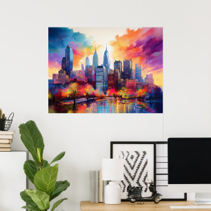 Philadelphia Skyline Farbenfrohe urbane Kunst Poster