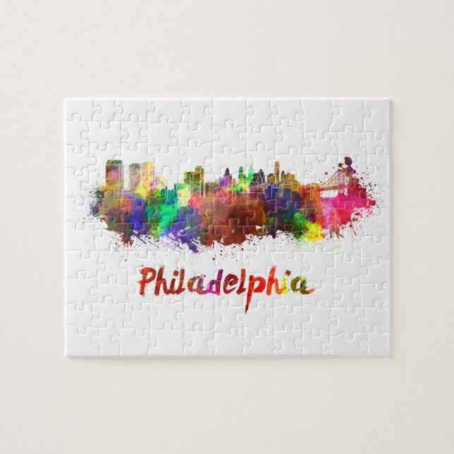 Philadelphia skyline im Watercolor (Horizontal)
