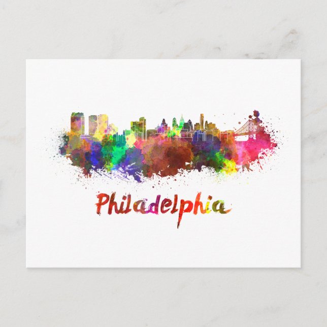 Philadelphia skyline im Watercolor Postkarte (Vorderseite)