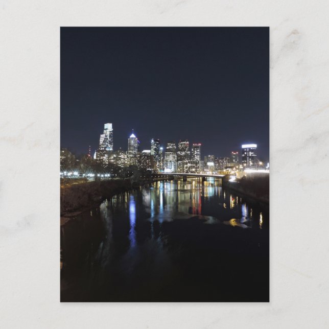 Philadelphia Skyline in der Nacht Postkarte (Vorderseite)