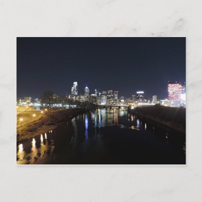 Philadelphia Skyline in der Nacht Postkarte (Vorderseite)