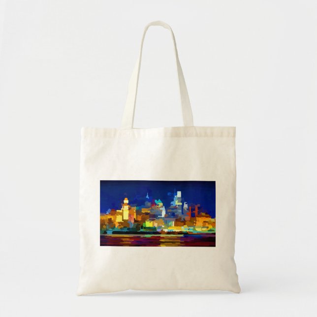 Philadelphia Skyline in der Nacht Tragetasche (Vorne)