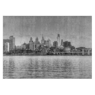 Philadelphia-Skyline in Schwarz und Weiß Schneidebrett