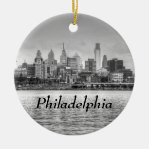 Philadelphia-Skyline in Schwarzweiss Keramikornament