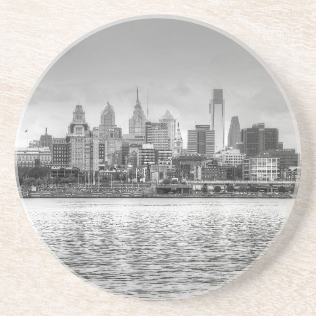 Philadelphia-Skyline in Schwarzweiß Untersetzer (Vorne)
