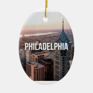 Philadelphia Skyline Luftbild Typography Stadt Keramik Ornament