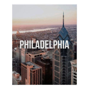 Philadelphia Skyline Luftbild Typography Stadt Poster