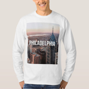 Philadelphia Skyline Luftbild Typography Stadt T-Shirt