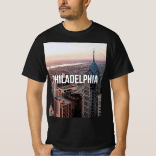 Philadelphia Skyline Luftbild Typography Stadt T-Shirt