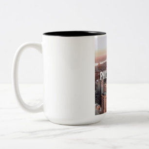 Philadelphia Skyline Luftbild Typography Stadt Zweifarbige Tasse