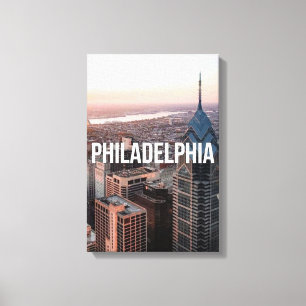 Philadelphia Skyline Luftbild Typography Urban Leinwanddruck