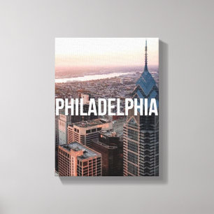 Philadelphia Skyline Luftbild Typography Urban Leinwanddruck