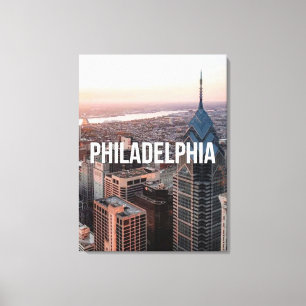 Philadelphia Skyline Luftbild Typography Urban Leinwanddruck