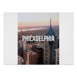 Philadelphia Skyline Luftbild Typography Urban Poster