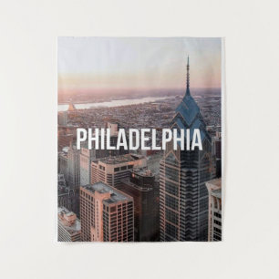 Philadelphia Skyline Luftbild Typography Urban Wandteppich