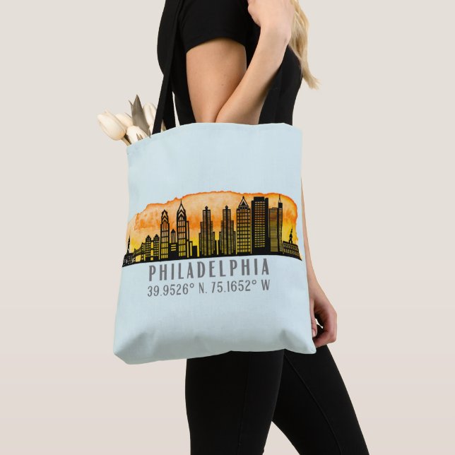 Philadelphia Skyline Map Koordinaten Tasche (Von Nahem)