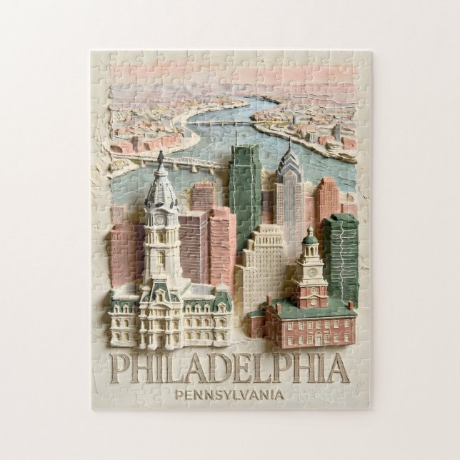 Philadelphia Skyline Modern Textured Cityscape (Vertikal)