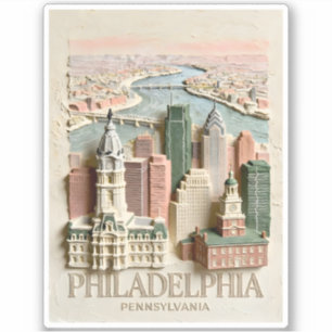Philadelphia Skyline Moderne Texturierte Stadtland Aufkleber