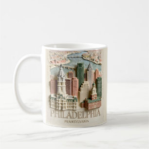 Philadelphia Skyline Moderne Texturierte Stadtland Kaffeetasse