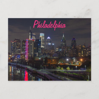 Philadelphia-Skyline nachts Postkarte
