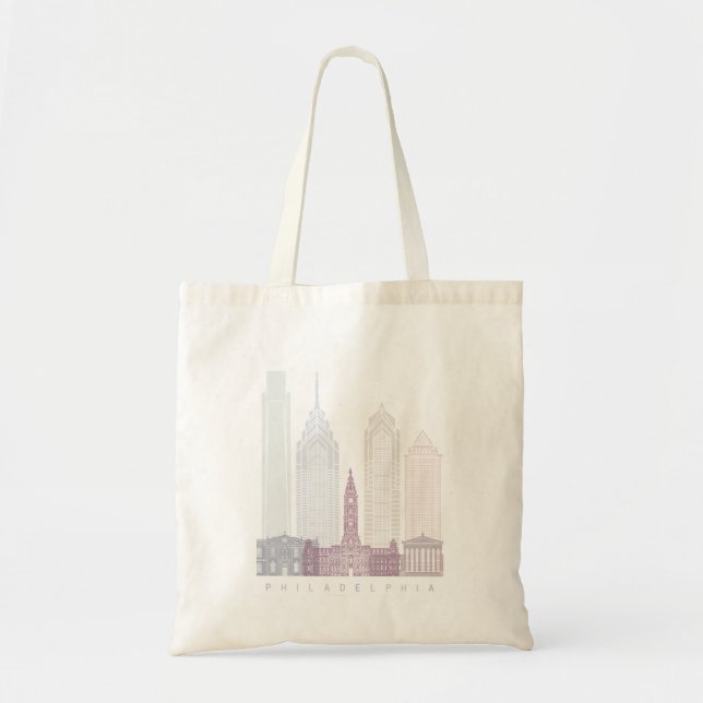 PHILADELPHIA SKYLINE POSTER PASTEL TRAGETASCHE (Vorne)