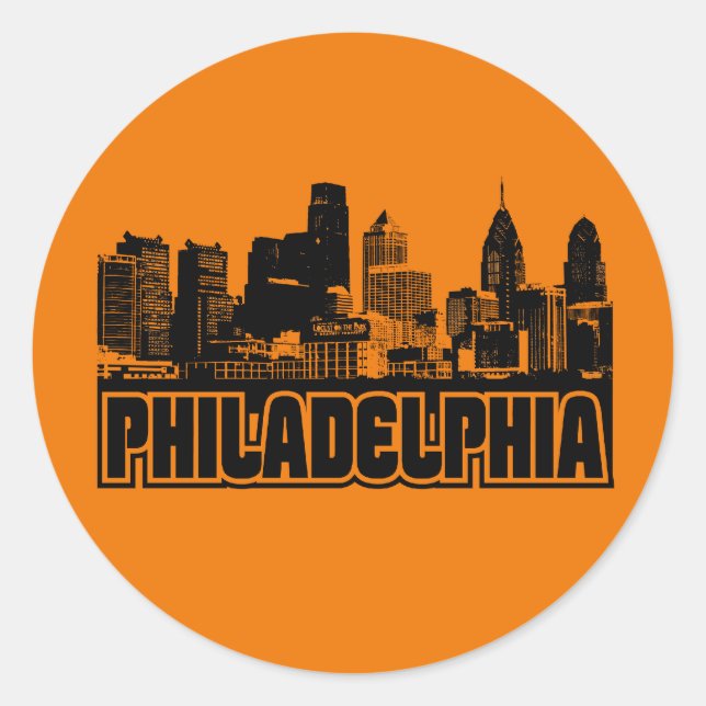 Philadelphia Skyline Runder Aufkleber (Vorderseite)